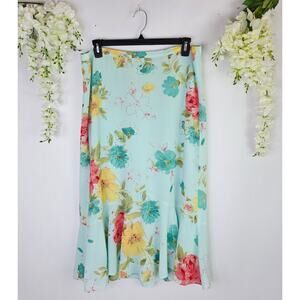 Emma James Mint Floral Midi Skirt